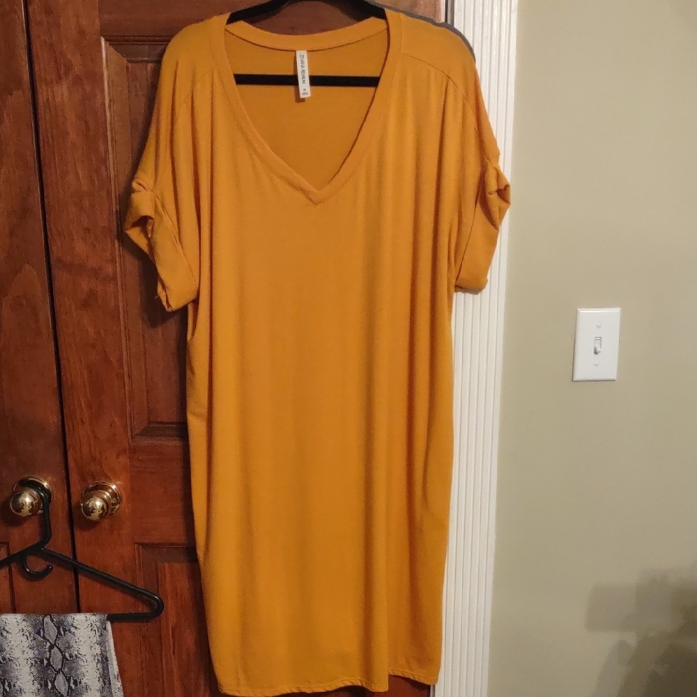 Zenana Outfitters Yellow Dolman Sleeve Midi Dress